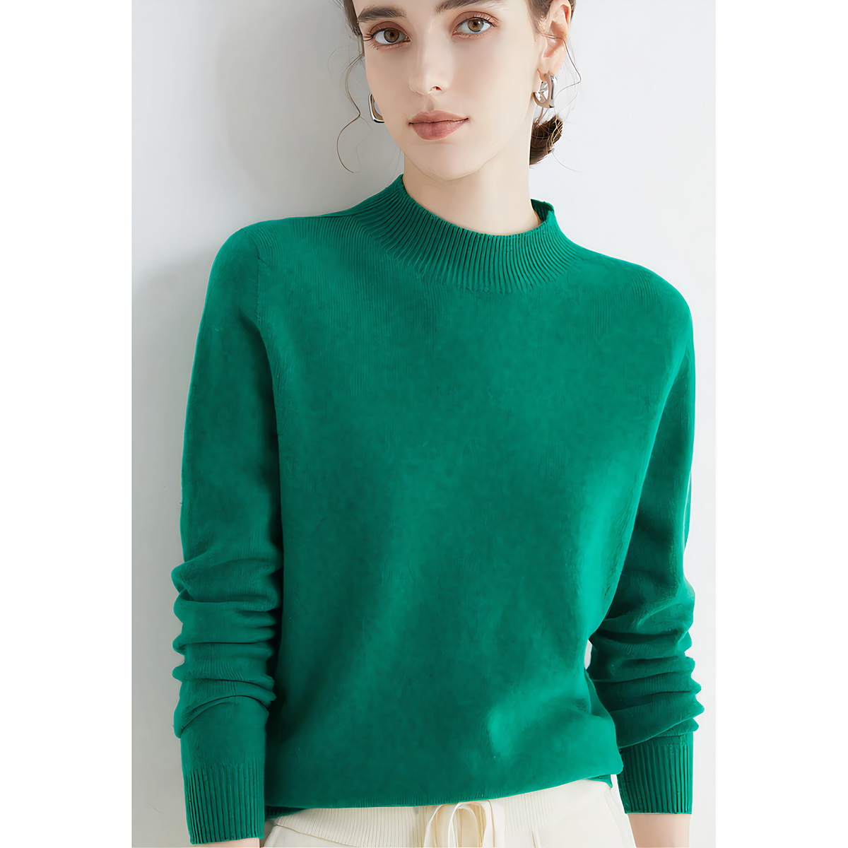 Pull femme classique, treize coloris, du S au 2XL, vert