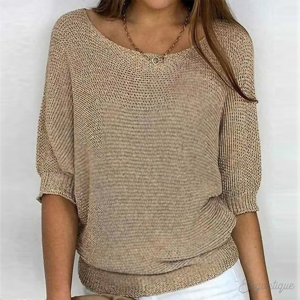 Pull femme col rond à bords côtelés, huit coloris, du S au 5XL, sable