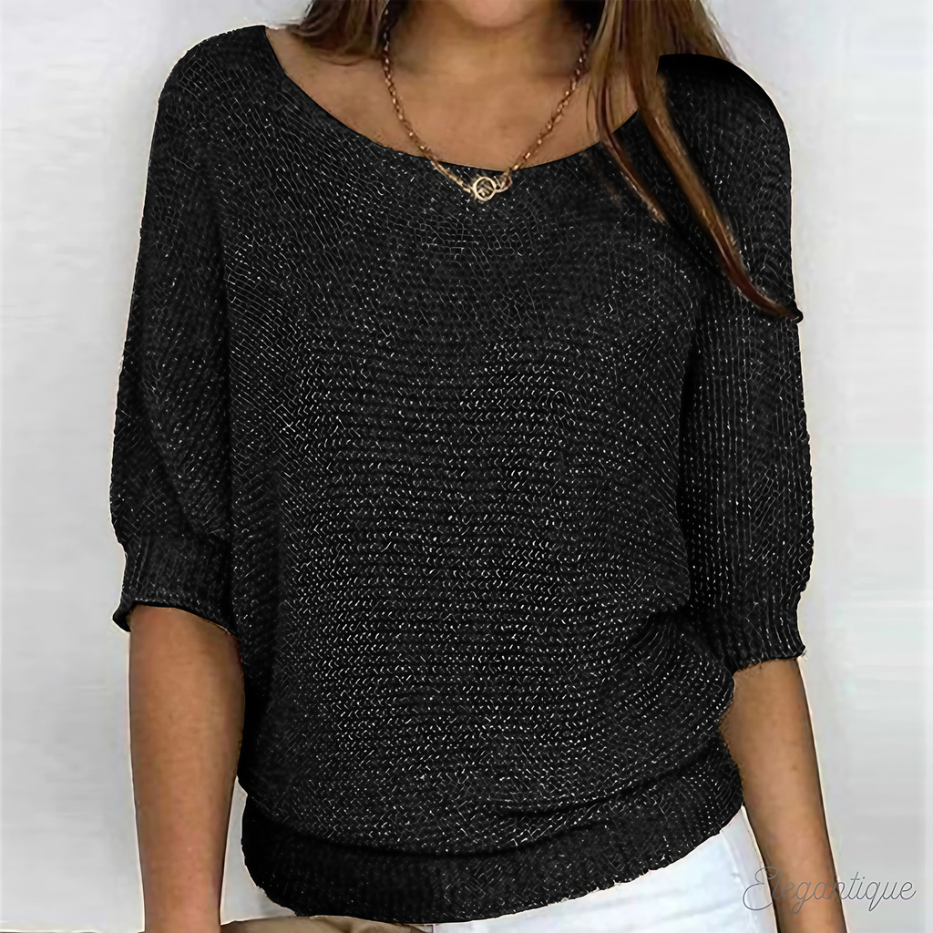 Pull femme col rond à bords côtelés, huit coloris, du S au 5XL, noir