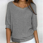 Pull femme col rond à bords côtelés, huit coloris, du S au 5XL, gris