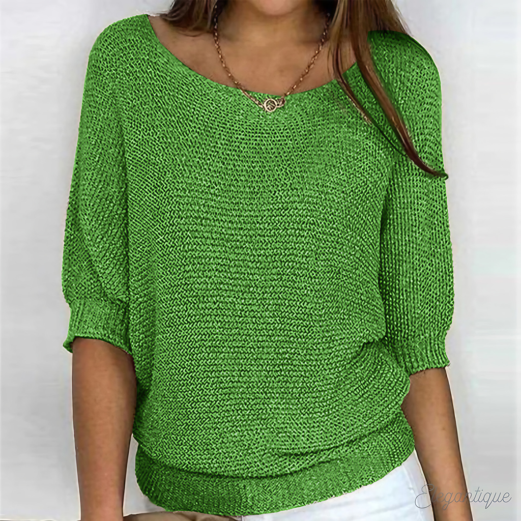 Pull femme col rond à bords côtelés, huit coloris, du S au 5XL, vert