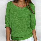 Pull femme col rond à bords côtelés, huit coloris, du S au 5XL, vert