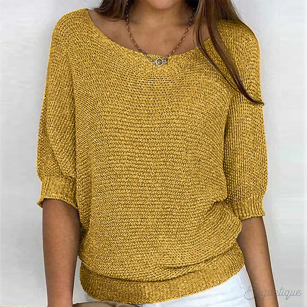 Pull femme col rond à bords côtelés, huit coloris, du S au 5XL, jaune