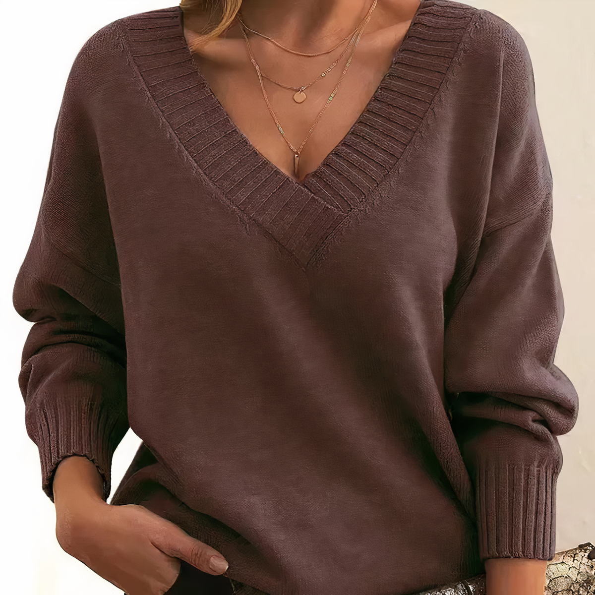 Pull femme classique, dix coloris, du S au 5XL, auburn