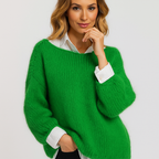 Pull femme col bateau coupe ample, trois coloris, du S au 2XL