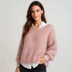 Pull femme col bateau coupe ample, trois coloris, du S au 2XL, rose