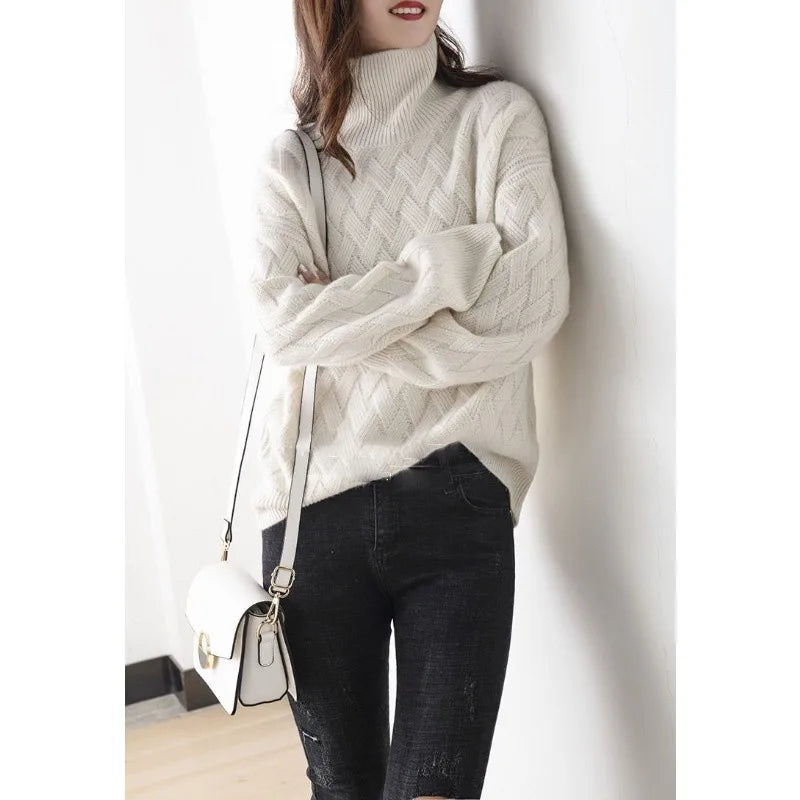 Pull femme beige ou chameau, manches longues, du S au 3XL