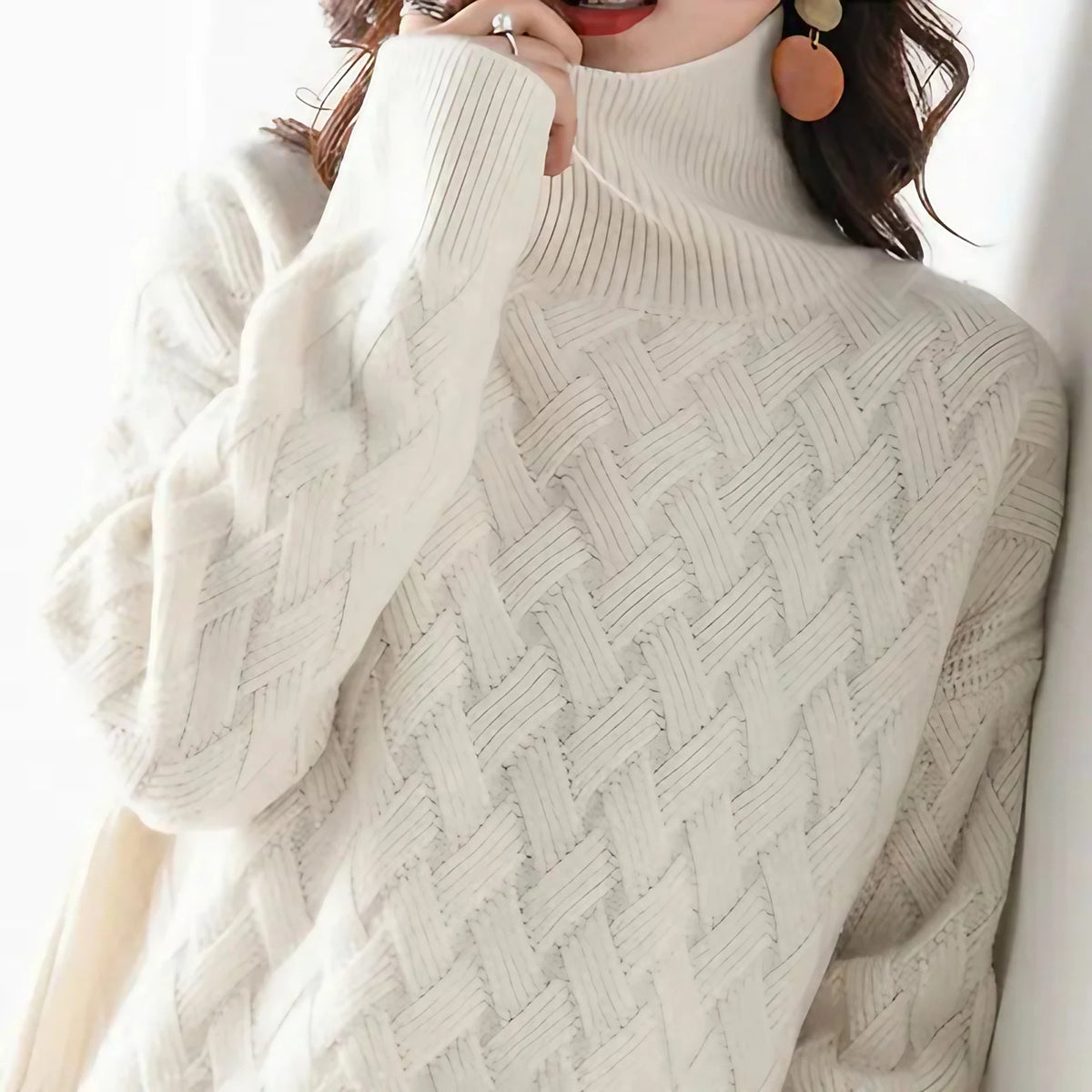 Pull femme beige ou chameau, manches longues, du S au 3XL, beige