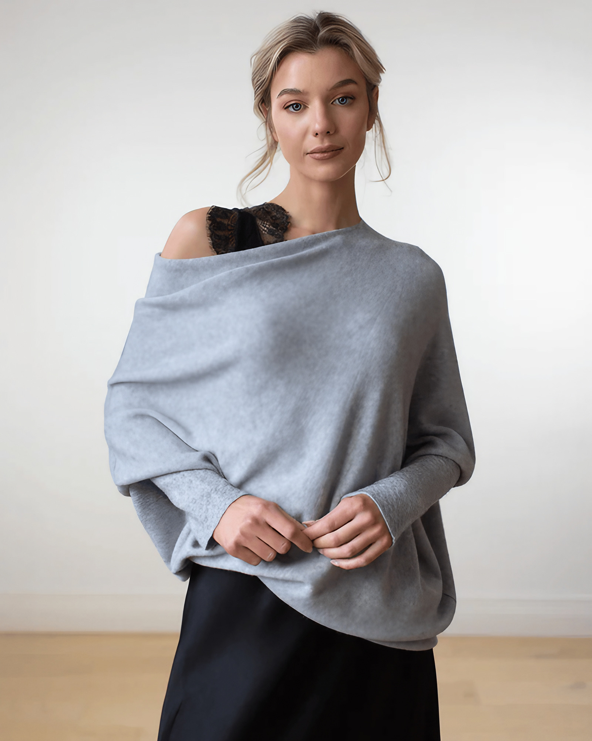 Pull col rond femme, coupe ajustée, neuf coloris, du S au 3XL, gris clair