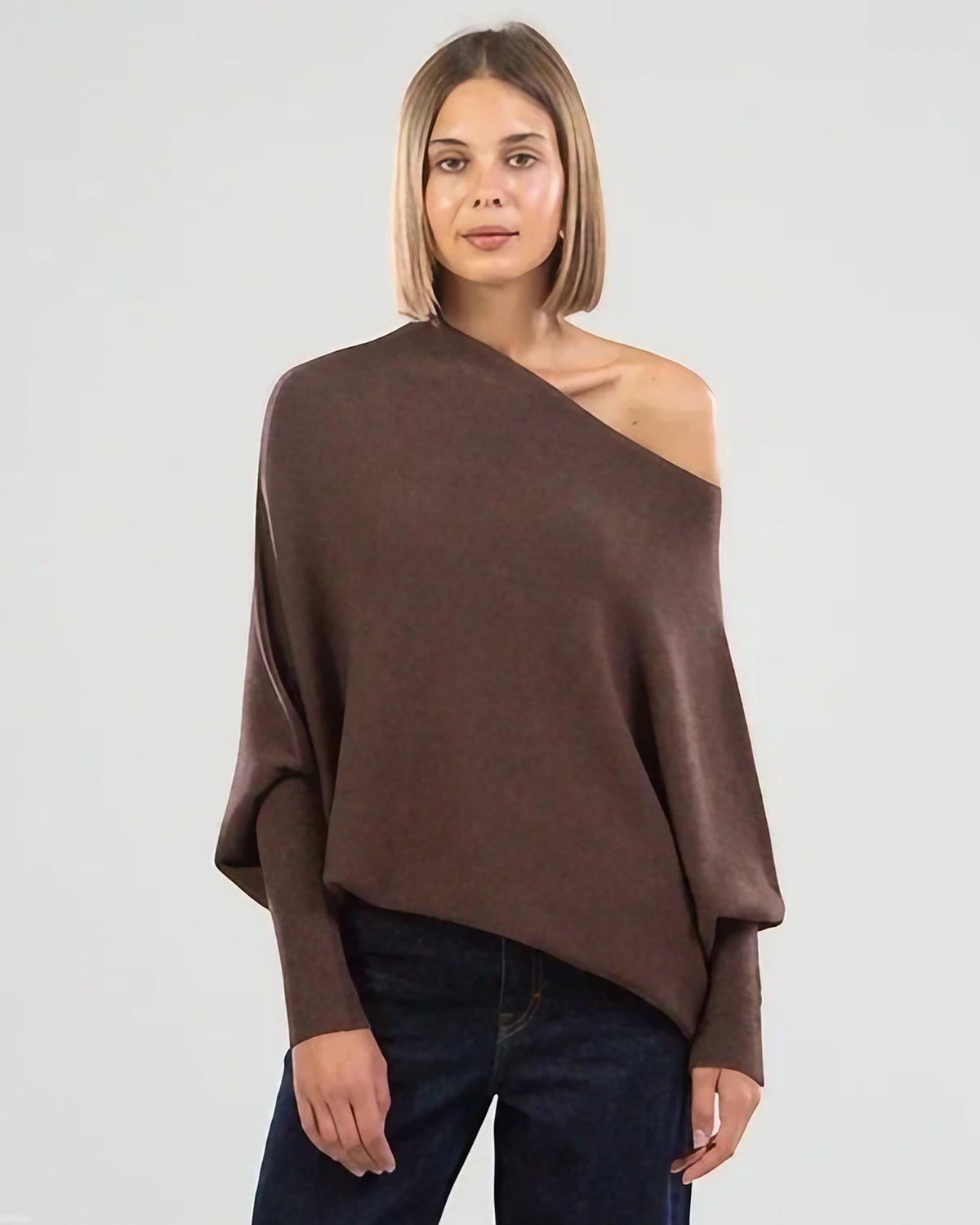 Pull col rond femme, coupe ajustée, neuf coloris, du S au 3XL, brun foncé