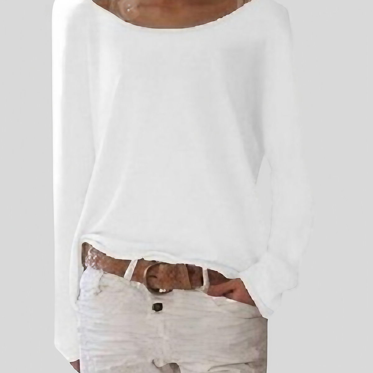Pull femme à épaules dénudées, manches longues, du XS au 3XL, blanc
