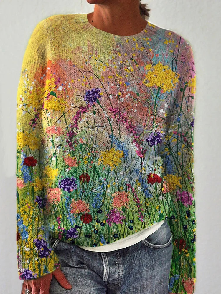 Pull femme à motif floral, du S au 2XL