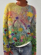 Pull femme à motif floral, du S au 2XL, multicolore