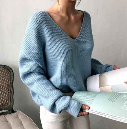 Pull oversize femme à col V, coupe ample, trois coloris