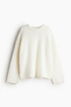 Pull oversize femme col rond, épaules tombantes, 14 coloris, beige