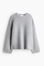 Pull oversize femme col rond, épaules tombantes, 14 coloris, gris