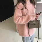 Pull oversize femme col rond, épaules tombantes, 14 coloris