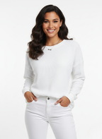 Pull oversize femme en maille gaufrée, dix coloris, blanc