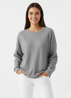 Pull oversize femme en maille gaufrée, dix coloris, gris