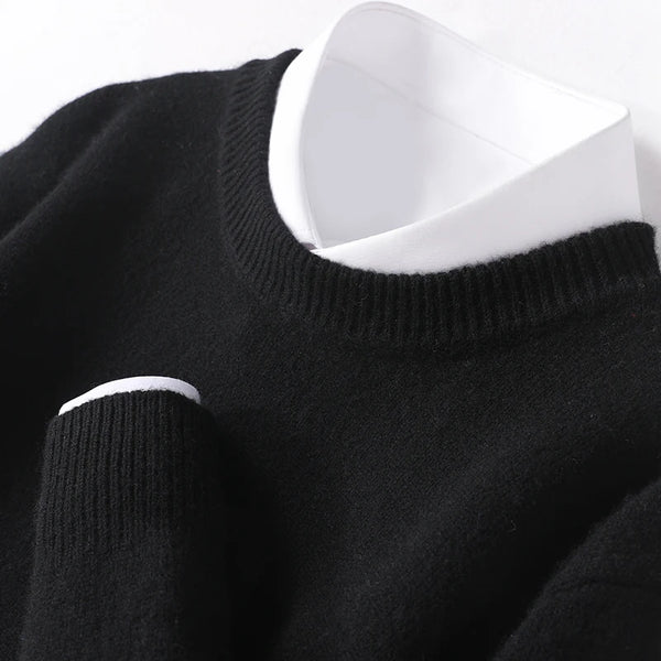 Pull homme à col double, douze coloris, du S au 3XL, noir