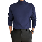 Pull homme à col montant, bleu marine, du S au 3XL