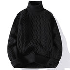 Pull col roulé homme coupe ample, six coloris, du XS au 4XL, noir