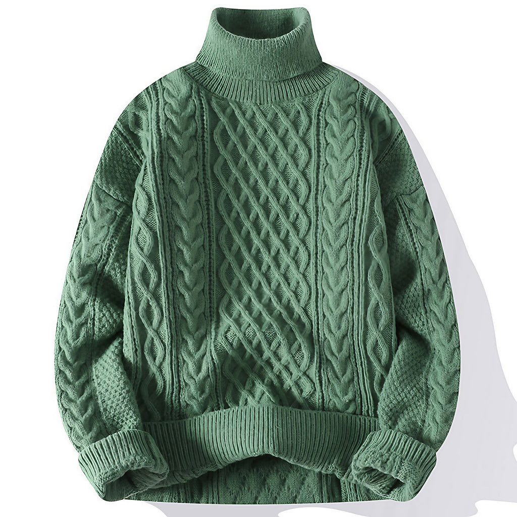 Pull col roulé homme coupe ample, six coloris, du XS au 4XL, vert