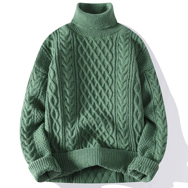 Pull col roulé homme coupe ample, six coloris, du XS au 4XL, vert