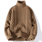 Pull col roulé homme coupe ample, six coloris, du XS au 4XL, marron