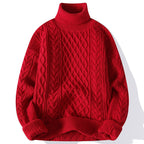 Pull col roulé homme coupe ample, six coloris, du XS au 4XL, rouge