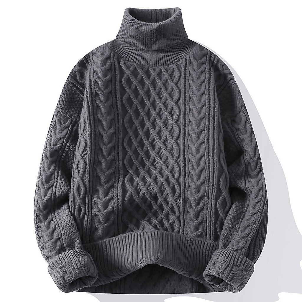 Pull col roulé homme coupe ample, six coloris, du XS au 4XL, gris