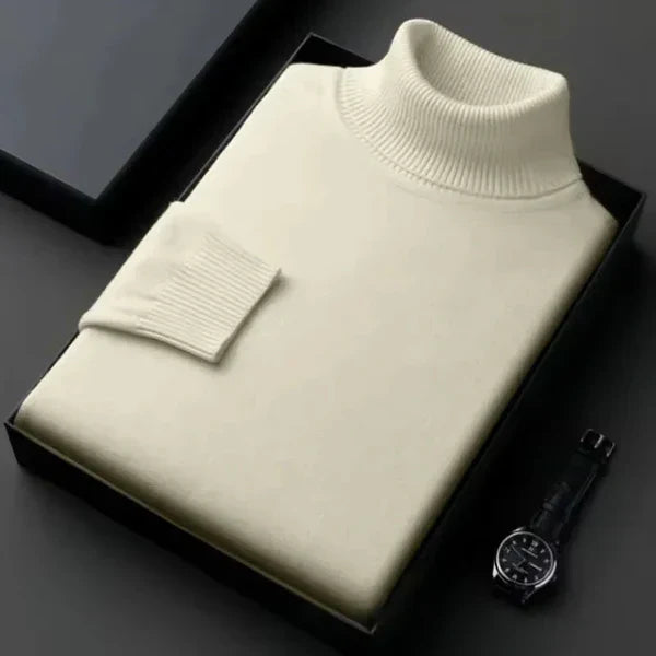 Pull col roulé homme à col côtelé, doublure intérieure douce
