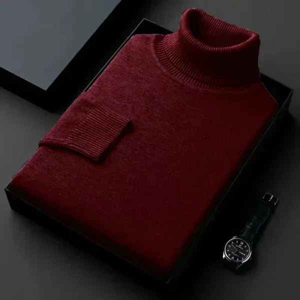 Pull col roulé homme à col côtelé, doublure intérieure douce