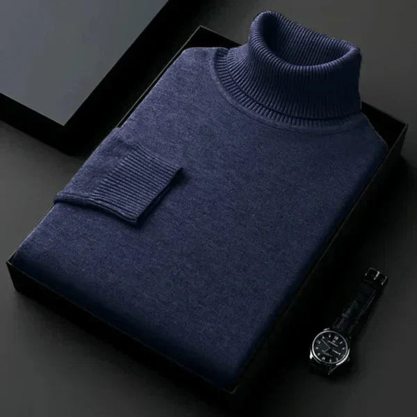 Pull col roulé homme à col côtelé, doublure intérieure douce
