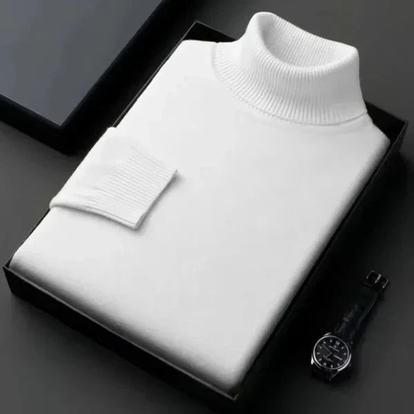 Pull col roulé homme à col côtelé, doublure intérieure douce