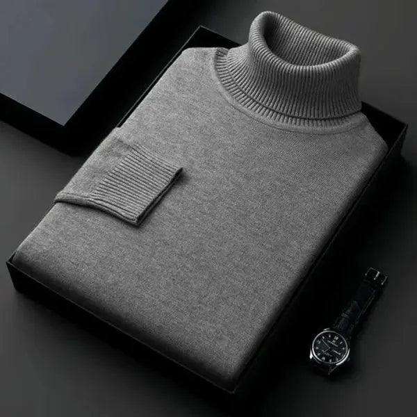 Pull col roulé homme à col côtelé, doublure intérieure douce