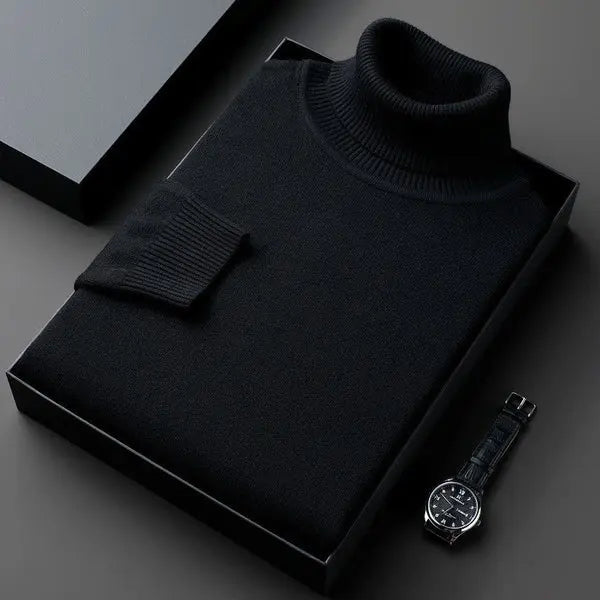 Pull col roulé homme à col côtelé, doublure intérieure douce