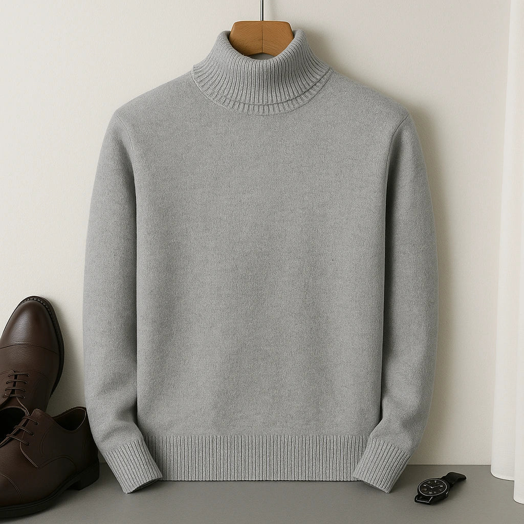 Pull col roulé homme à col côtelé, doublure intérieure douce
