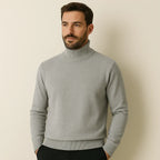Pull col roulé homme à col côtelé, doublure intérieure douce