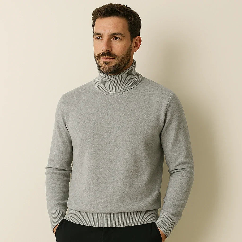 Pull col roulé homme à col côtelé, doublure intérieure douce