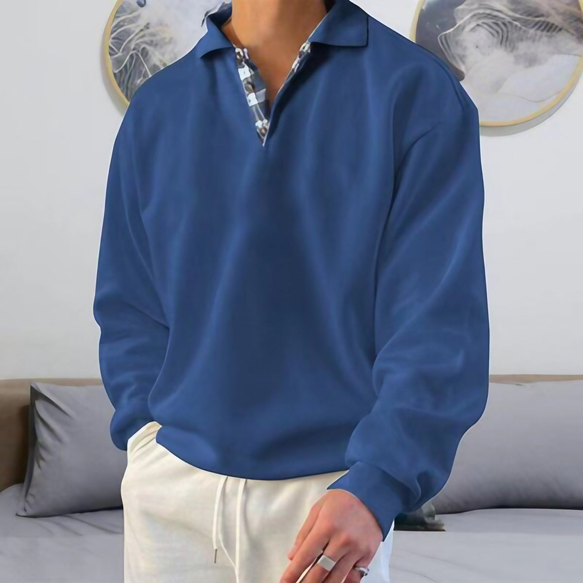 Pull homme pour l'automne, neuf coloris, du M au 3XL, bleu foncé