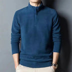 Pull homme col camionneur zippé, quatre coloris, bleu
