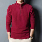 Pull homme col camionneur zippé, quatre coloris, rouge