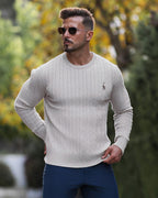 Pull torsadé homme en maille, dix coloris, du M au 3XL, gris clair