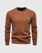 Pull torsadé homme en maille, dix coloris, du M au 3XL, marron