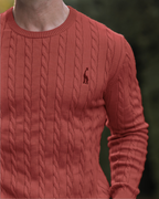 Pull torsadé homme en maille, dix coloris, du M au 3XL, rouge brique