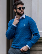 Pull torsadé homme en maille, dix coloris, du M au 3XL, bleu roi