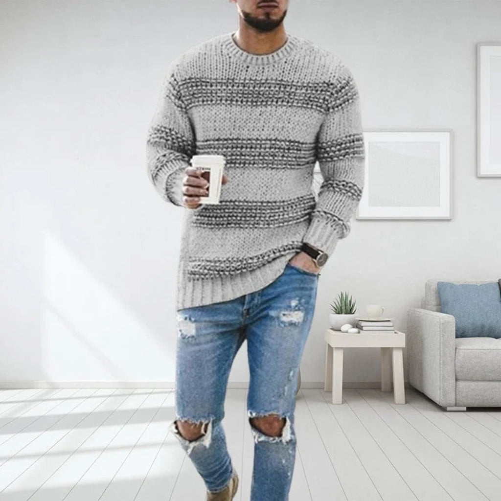 Pull homme de mi-saison, coupe moderne, quatre coloris, gris