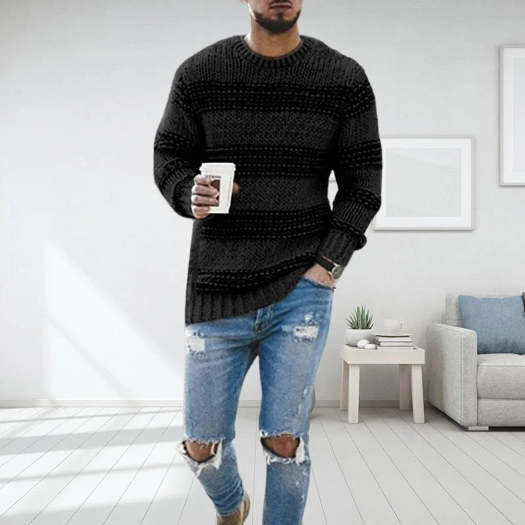 Pull homme de mi-saison, coupe moderne, quatre coloris, noir