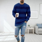Pull homme de mi-saison, coupe moderne, quatre coloris, bleu